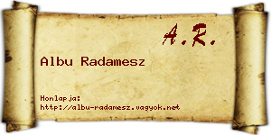 Albu Radamesz névjegykártya